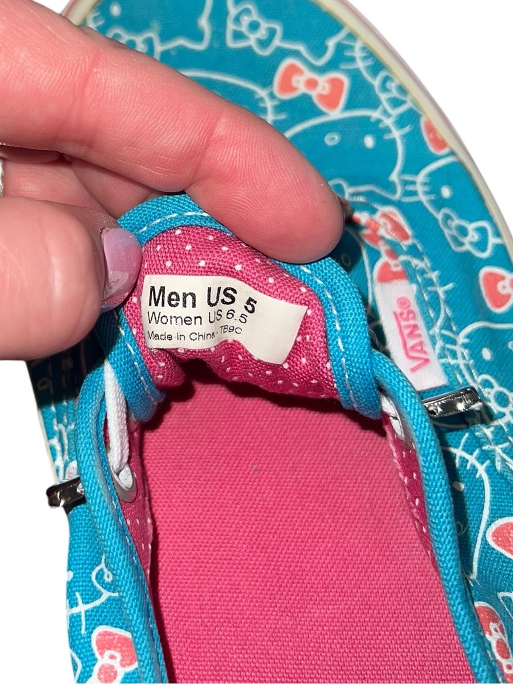 Vans x Hello Kitty Authentic Sneakers Women’s 6.5 Blue Pink Canvas Shoes - Picture 8 of 8